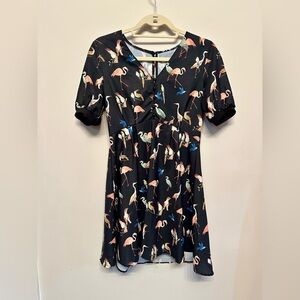 “Bird is the Word” Print Black Dress-Small